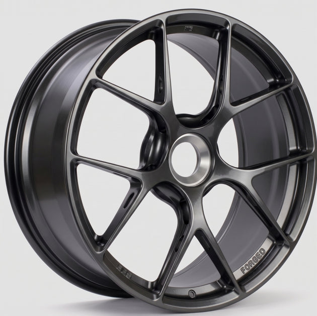 BBS FI-R EVO 20x11 forged wheel with centerlock, ET50 offset, in Neodyme finish, close-up view of wheel details.