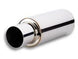 Vibrant TPV Turbo Round Muffler with 4-inch round tip, straight cut, 23-inch length, 3-inch inlet diameter, shown from side view.
