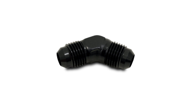 Vibrant Flare Union 45 Degree Adapter Fittings, -3 AN size, with vibrant red and blue anodized finish, for high-performance automotive use.
