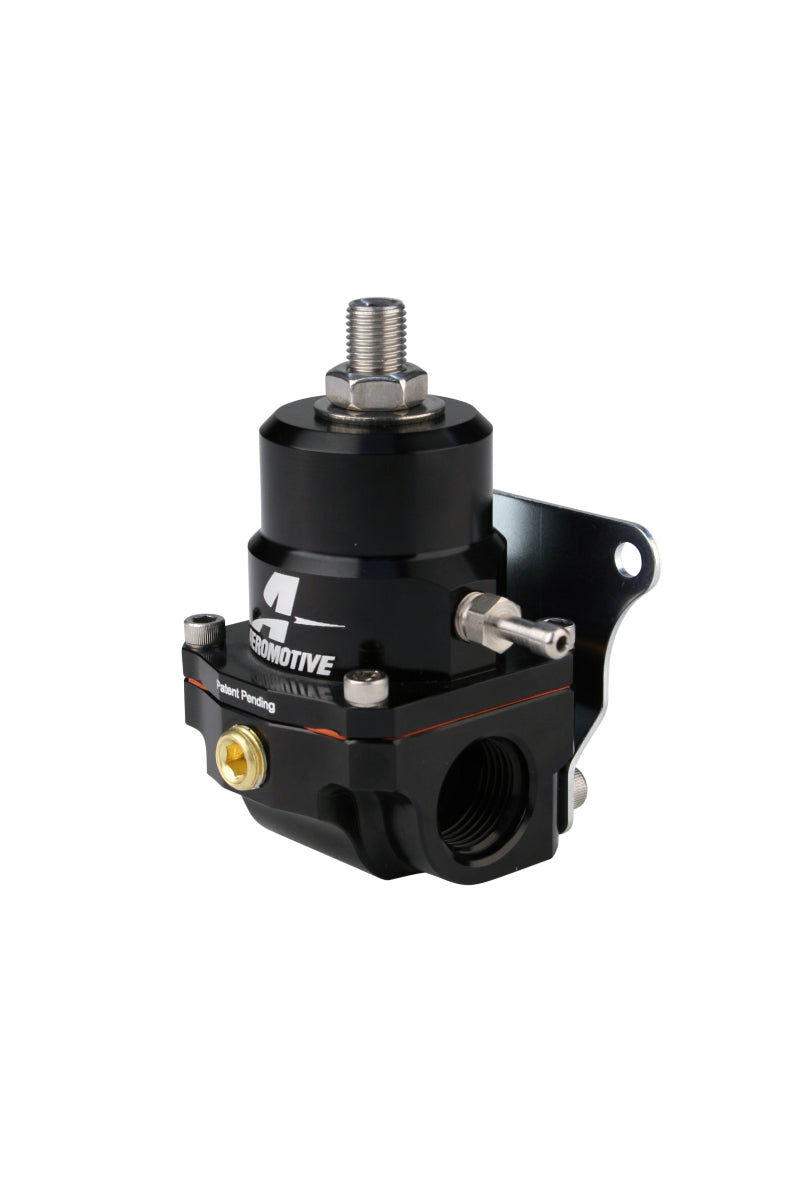 Pair of Aeromotive A1000 adjustable EFI fuel pressure regulators with -8 inlet and -6 return fittings, mounted and ready for installation.