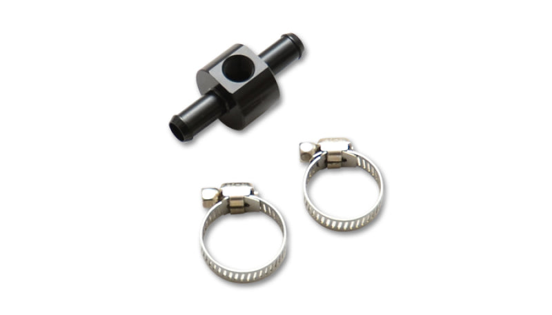 Vibrant inline barbed union fitting for 5/16 inch ID hose with 1/8 inch NPT port, used for hose connections and fluid transfer.