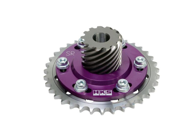 HKS slide cam sprocket for SR20DE/DET engines, lightweight cam gear for improved performance and precise timing adjustment.