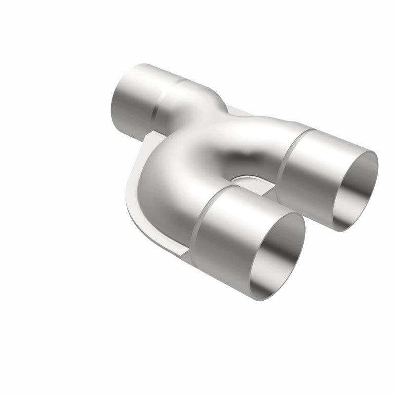 MagnaFlow Y Pipe, 2.50-inch stainless steel, 90-degree smooth transition for automotive exhaust systems.