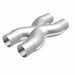 MagnaFlow Smooth Trans X 2.25/2.25 X 12 stainless steel exhaust X pipe showing polished metal and welded joints