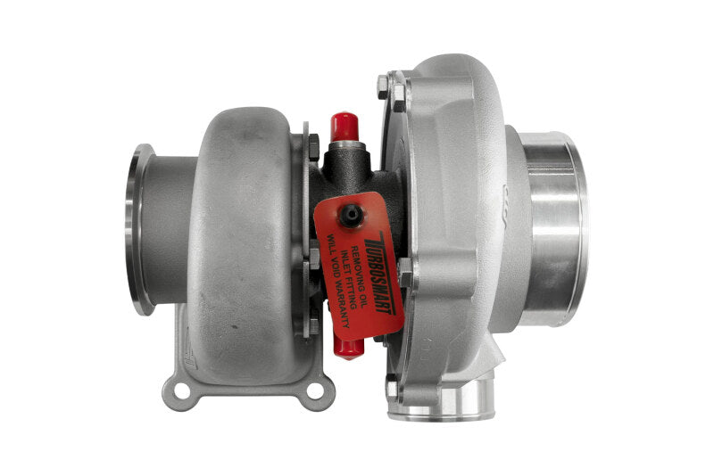 Turbosmart Water Cooled 6870 T4 Turbocharger with 0.82AR externally wastegated Kompact TS-2 model, shown in close-up.