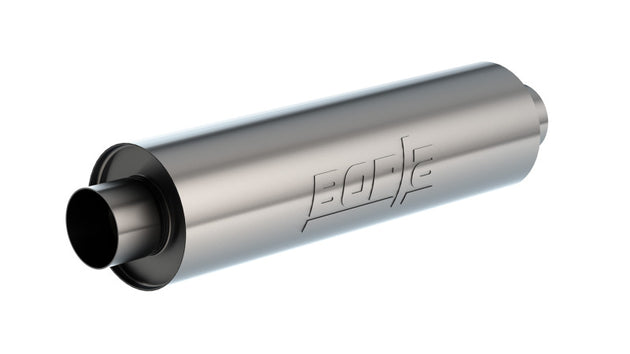 Borla universal muffler with 6.75 x 24-inch dimensions, un-notched, 29-inch overall length, featuring nipples and 3.53-inch I.D.