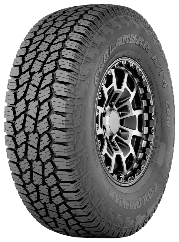 Yokohama Geolandar AT4 tire for off-road and on-road use, 215/70R15 size with 98H load and speed ratings, rugged tread design.