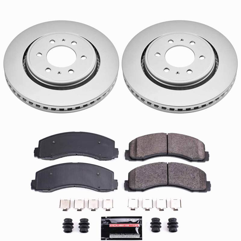 PowerStop Z23 coated front brake kit for Ford Expedition 2010-2021, includes performance brake rotors and pads.