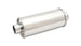 Vibrant StreetPower round muffler, 5in x 9in x 14in long with 3.5in I.D. and out diameter, shown in close-up view.
