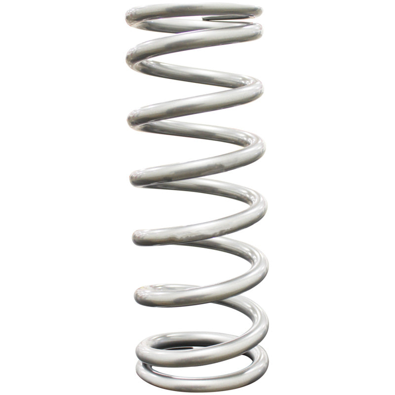 Silver QA1 2-1/2 inch ID high travel coilover spring, 9-inch length, rated for 250 lbs/in, powder coated finish.