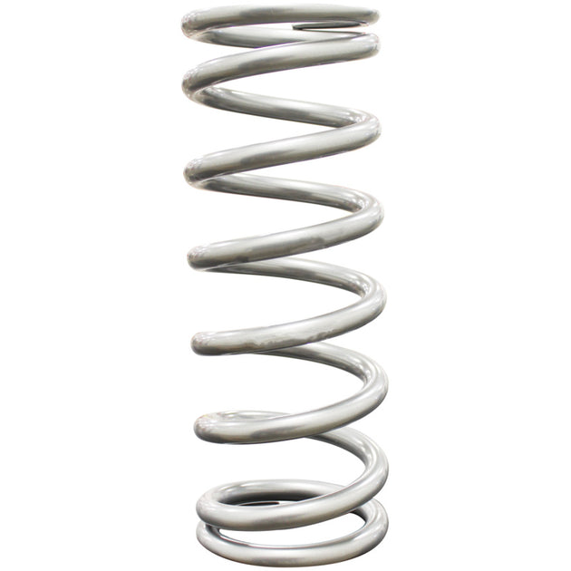 Silver QA1 2-1/2 inch ID high travel coilover spring, 9-inch length, rated for 250 lbs/in, powder coated finish.