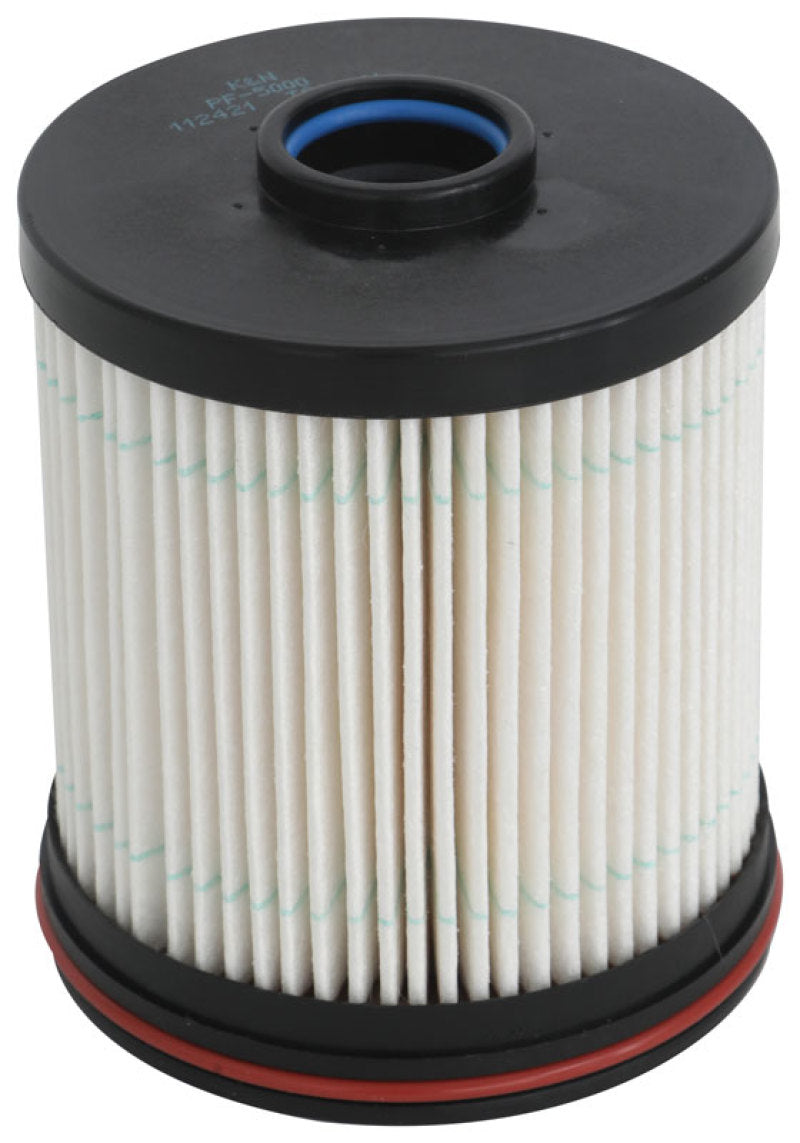 K&N Engineering universal fuel filter with 40.016-inch length and 3.438-inch outer diameter, designed for vehicle fuel systems.