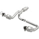 MagnaFlow Catalytic Converter Direct Fit for 2014-2016 GMC Sierra 1500 V6 4.3L engine, showing the metallic converter with mounting brackets.