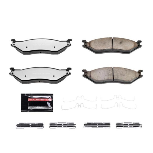PowerStop Z36 brake pads for Ford F53 truck with hardware, designed for performance front or rear brake replacement.