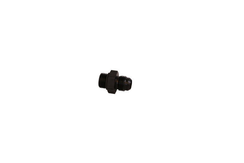 Aeromotive ORB-06 to AN-06 male flare adapter fitting for fuel and fluid connections, with detailed metal construction.
