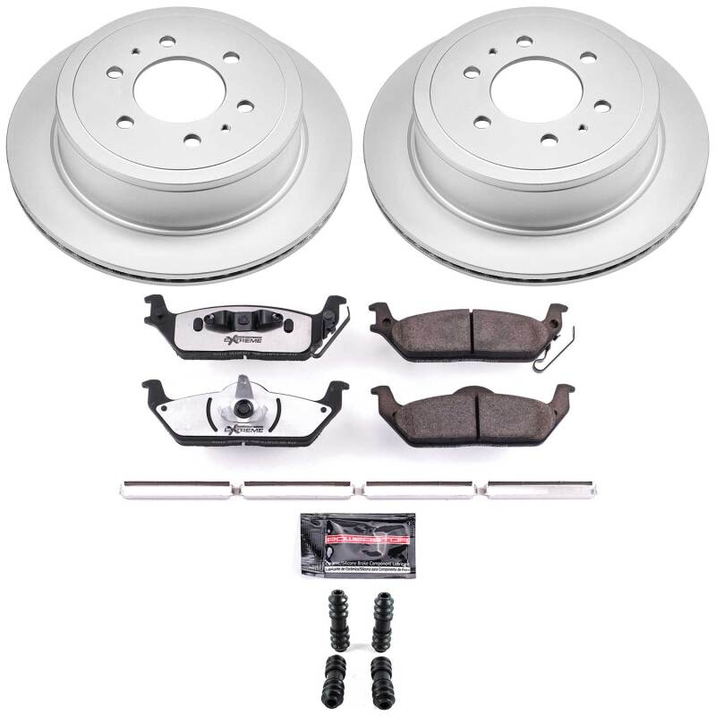 PowerStop rear Z36 coated brake kit for Ford F-150 2004-2011, includes brake rotors and pads for truck and tow performance.