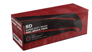 Hawk Performance Hawk 19+ GM Silverado/Sierra/Yukon front brake pads for super duty trucks, showing the brake pad design and branding.