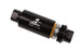Aeromotive AN-10 black in-line fuel filter with 10-micron filtration for automotive fuel systems.