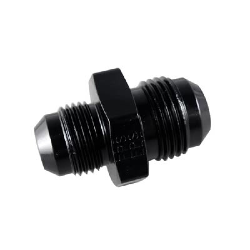 Fragola black 6AN to 5/8-18 male adapter fitting with 3/8 inch tube inner female connection, used for hydraulic or fuel systems.