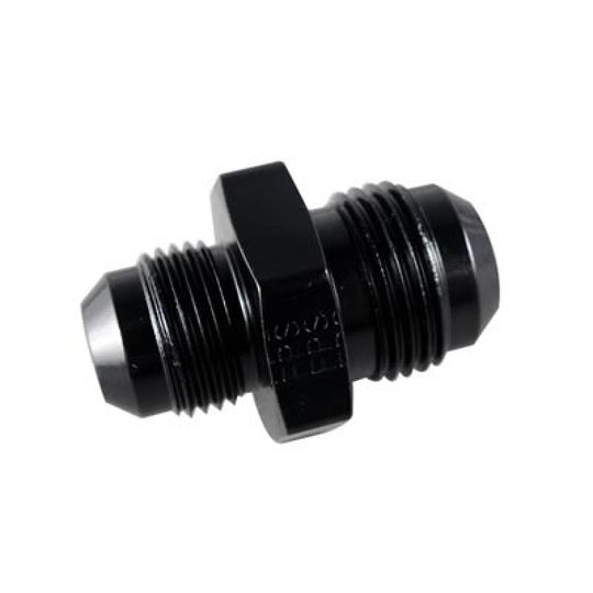 Fragola black 6AN to 5/8-18 male adapter fitting with 3/8 inch tube inner female connection, used for hydraulic or fuel systems.