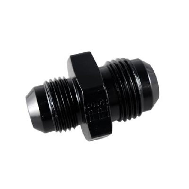 Fragola black 6AN to 5/8-18 male adapter fitting with 3/8 inch tube inner female connection, used for hydraulic or fuel systems.