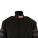 RaceQuip Black SFI-1 1-L racing suit in medium size, made of durable fabric with racing suit design and branding details.