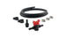 Vibrant Catch Cans Drain Kit for oil catch cans, showing metal components and hoses in a close-up view