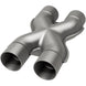 MagnaFlow Smooth Trans X 3/3 X 14 stainless steel X pipe for vehicle exhaust systems, showing polished metal surface.