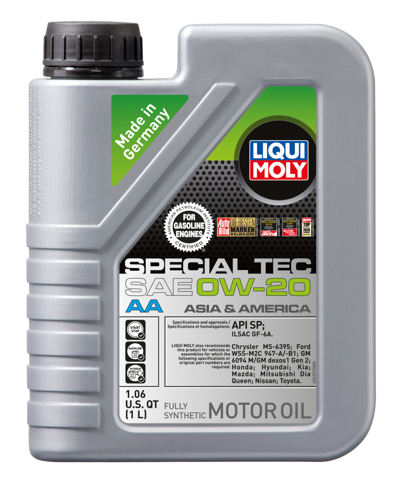 LIQUI MOLY 1L Special Tec AA motor oil SAE 0W20 bottle, high-quality engine oil for automotive use