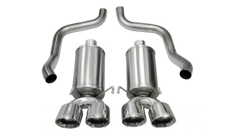 Polished CORSA Performance axle-back exhaust for 2009-2013 Chevrolet Corvette C6 6.2L V8, showcasing the chrome finish and exhaust tips.
