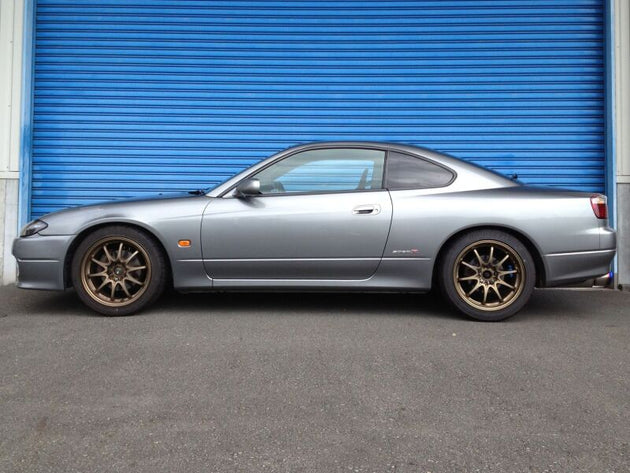 HKS HIPERMAX S coilover front pillow ball full kit for Nissan S15 and S14, showing coilover components and adjustable parts.