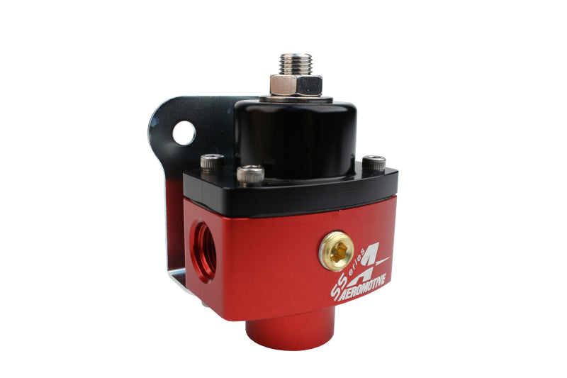 Aeromotive billet carbureted adjustable fuel pressure regulator with 2-port AN-6 fitting for performance engine setups.