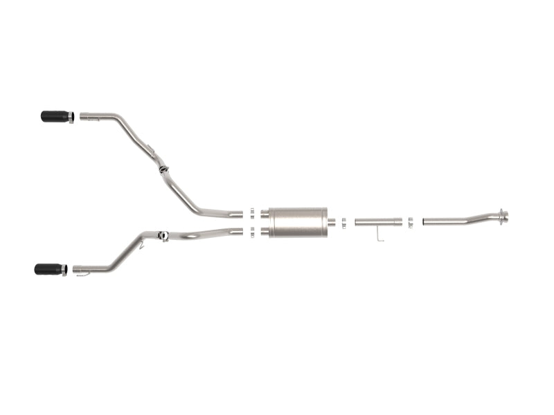 aFe 21-26 Ford F150 Tremor Vulcan Series 3-inch stainless steel cat-back exhaust with dual rear exit and black tips