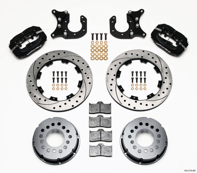 Wilwood Forged Dynalite rear brake kit with drilled rotors and 2.50-inch offset for big Ford vehicles, high-performance brake system