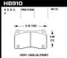 Hawk Performance racing front brake pads for Cadillac XTS and Chevrolet Corvette, model DTC-70, shown with metal backing plates.