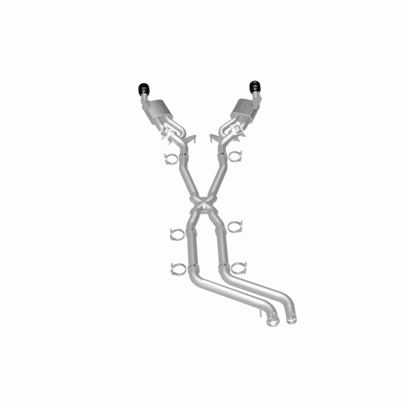 Magnaflow 26+ Dodge Charger 3.0L SPEQ cat-back exhaust system, showing the polished stainless steel pipes and muffler components.