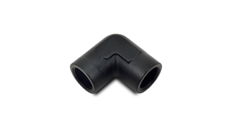 Vibrant 1/8 inch NPT female pipe coupler fitting with 90-degree angle for plumbing and piping connections.