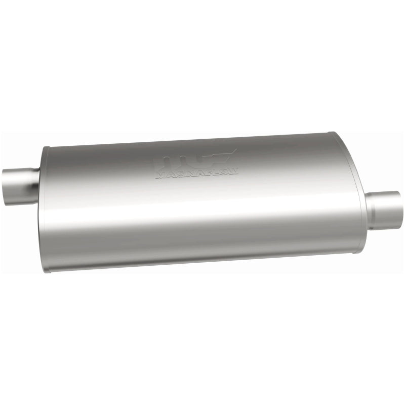 MagnaFlow Mag SS muffler with 22x5x11 inch dimensions and 3x3 inlet/outlet, stainless steel construction, installed on vehicle exhaust system
