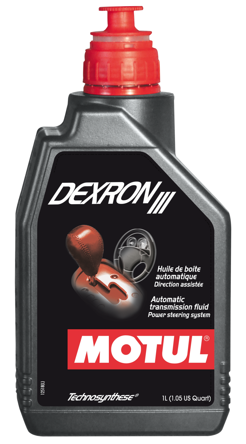 Motul 1L Transmission DEXRON III Technosynthese gear oil bottle, suitable for manual transmissions and gear systems