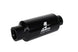 Aeromotive 10AN inline fuel filter with 10-micron microglass element, black finish, 2-inch OD, designed for automotive fuel systems.