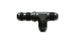 Vibrant black anodized -10AN bulkhead adapter tee fitting for hydraulic or fluid transfer systems, close-up view showing fitting details.