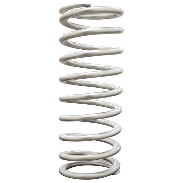 QA1 2-1/2 inch ID high travel coilover spring, 12-inch length, 95 lbs/in, silver powder-coated for durability.