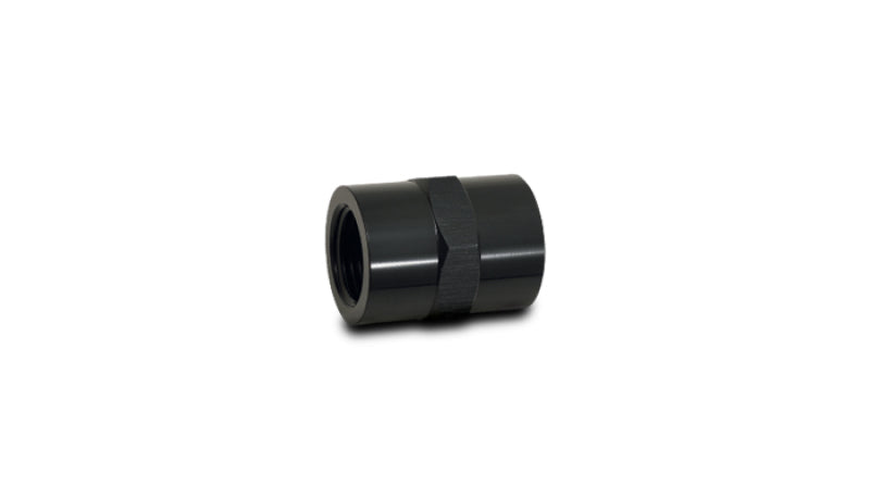 Vibrant aluminum 1/8-inch NPT female pipe coupler fitting for plumbing and industrial applications.