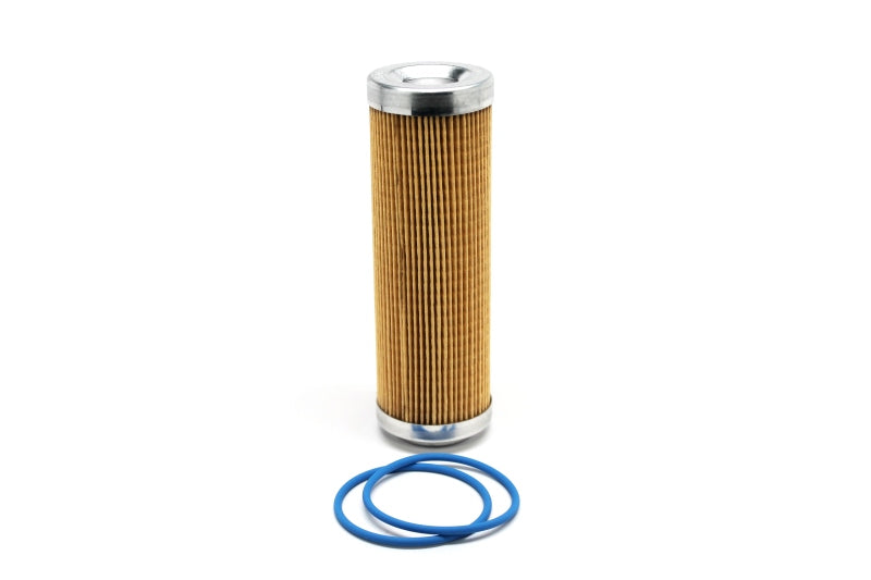 Fuelab 10 Micron paper replacement element for fuel filters, includes 2 O-rings and instructions, 5-inch size.