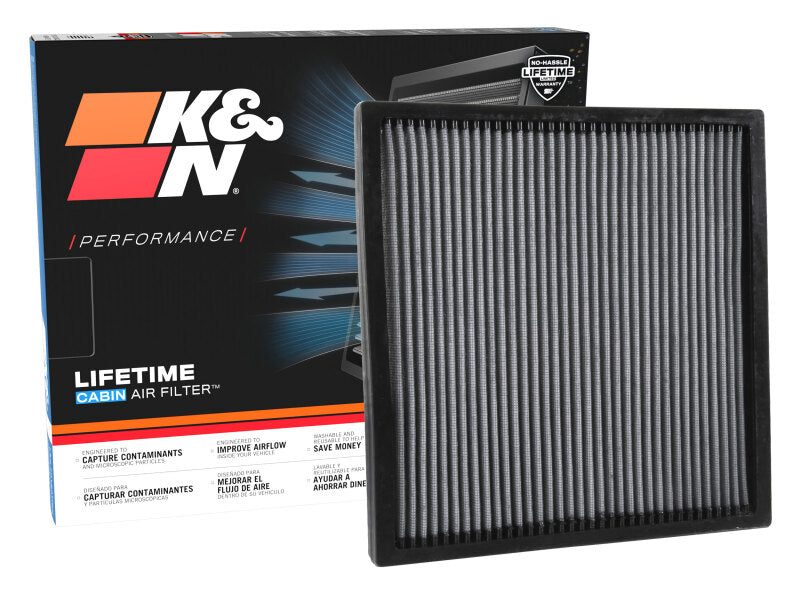 K&N cabin air filter for 2010-2015 Chevrolet Camaro V6 and SS V8 models, designed to improve interior air quality.