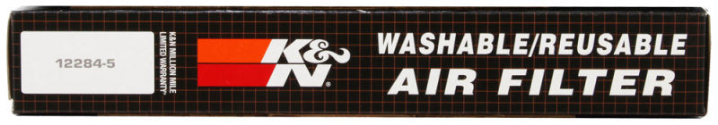 K&N Engineering oval drop-in air filter with 7.75-inch width, 14.625-inch length, and 2-inch height, designed for vehicle airflow.