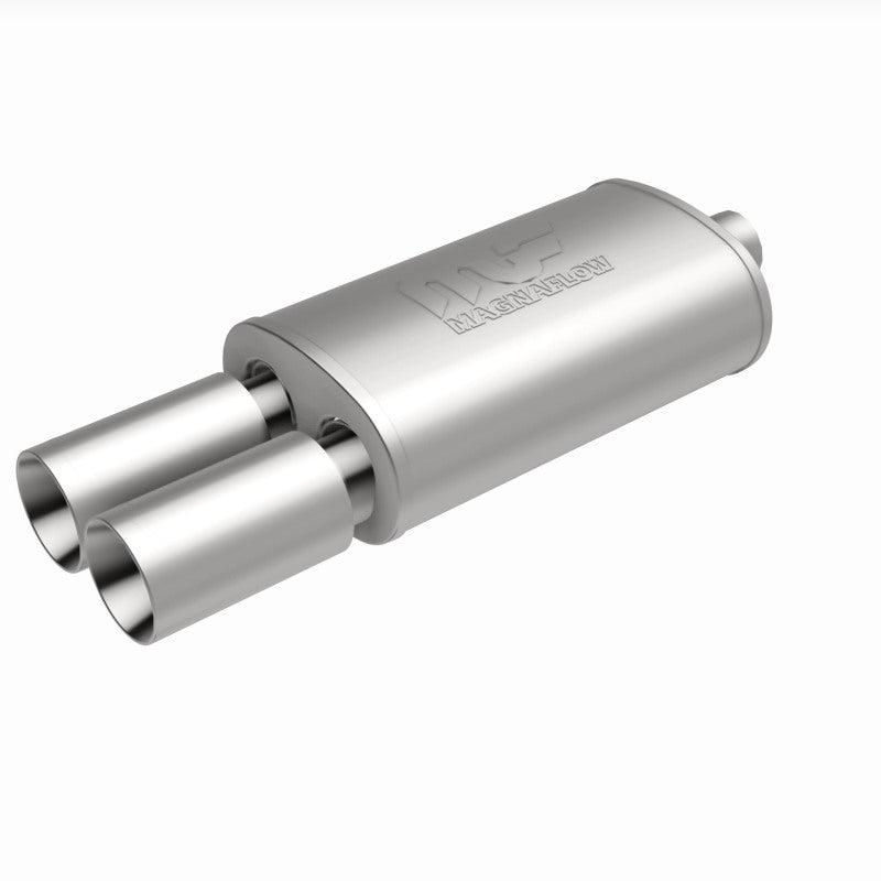 MagnaFlow muffler with tip, stainless steel, 14x5x8 inches, 2.25/3 inlet/outlet, automotive exhaust part.