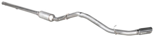 K&N Engineering GM 1500 5.3L K2XX Cat Back Exhaust Kit installed on a pickup truck, showcasing polished exhaust pipes and muffler.
