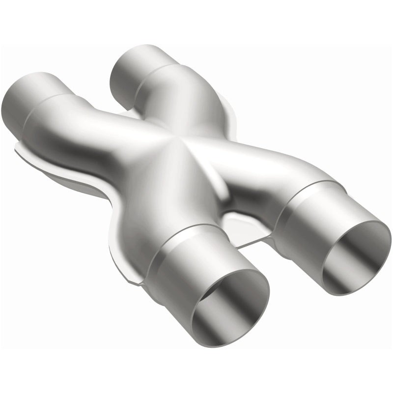MagnaFlow Smooth Trans X 2.25-inch stainless steel X pipe for exhaust systems, shown in the image.