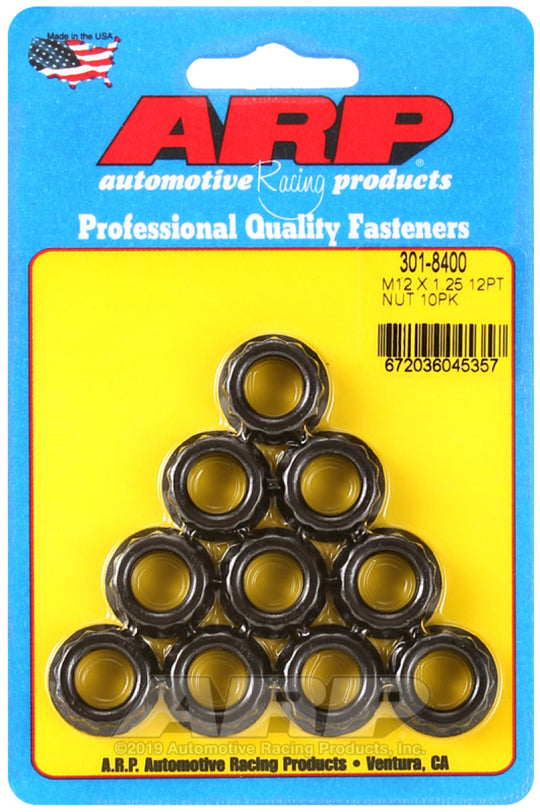 ARP 12mm x 1.25 16mm socket in a 10-pack, part of the hardware kits, featuring a 12-point nut socket for automotive or machinery use.